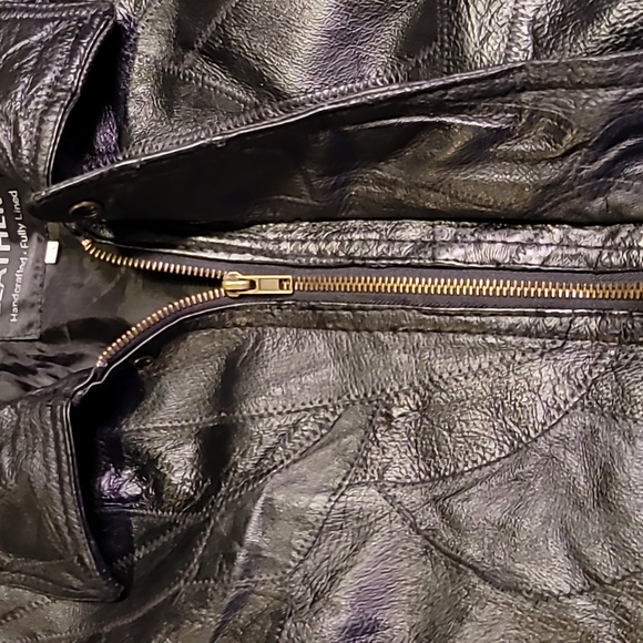 Vintage. 90s. Patchwork leather. Napoline Leather Outfitters. Bomber Jacket.  XL - Picture 8 of 16